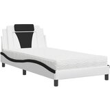  The Living Store Postelja z vzmetnico bela in črna 100x200 cm umetno usnje - Postelja, (21497658) | Shoptok.si