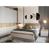 XORA POSTELJA 140 cm x 200 cm , les, leseni material barve hrasta, svetlo siva | Shoptok.si