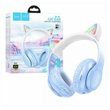 hoco. bežične stereo slušalice, bluetooth v5.3, 400mAh - W42 cat ears, crystal blue | ePonuda.com