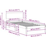  Tamnosmeđi krevet s uzglavljem 80x200 cm Čvrsta borovina | shoptok.hr