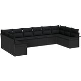 vidaXL Vrtna sedežna garnitura s shranjevanjem 10 pcs Črna poli ratan, (5000146680) | Shoptok.si