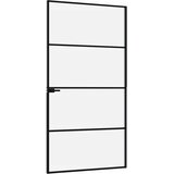 Sobna vrata crna 102 x 201,5 cm kaljeno staklo i aluminij tanka | shoptok.hr