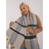 Fashion Hunters Grey warm women's scarf made of thick knitted fabric with fringe
