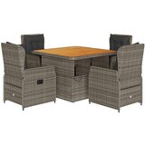  The Living Store Vrtna jedilna garnitura 5-delna z blazinami siv poli ratan - Vrtna Jedilna Garnitura, (21451658) | Shoptok.si