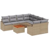 vidaXL 9-delni vrtni kavč set z blazinami bež poli ratan akacija, (22091377) | Shoptok.si