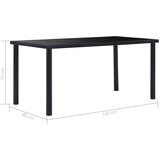  Blagovaonski stol crni 160 x 80 x 75 cm od kaljenog stakla | shoptok.hr