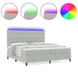 vidaXL Box Spring Krevet s Madracem i LED Svjetlom Svjetlosiva 200x200 cm Baršun | shoptok.hr