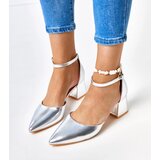 Gemre Silver block heel ankle strap shoes Keris | Shoptok.si