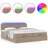 vidaXL Otomanski posteljni okvir z vzmetnicami kapučino 200x200 cm, (21610618) | Shoptok.si