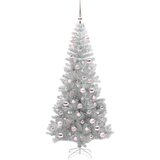 vidaXL Božično drevo med 300 LED z stojalom srebrna 180 cm PET | Shoptok.si