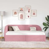 vidaXL Kotna postelja z vzglavjem Roza 100 x 200 cm Žamet | Shoptok.si