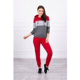 Kesi Set with colored stripes red+gray Cijene