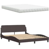 vidaXL Postelja z vzmetnico temno rjava 160x200 cm blago | Shoptok.si