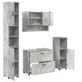 vidaXL Komplet pohištva za kopalnico s predalom 4 pcs Betonsko siva, (5000064460) Cene