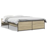  The Living Store Posteljni okvir sonoma hrast 135x190 cm inž. les in kovina - Posteljni Okvir, (21446103) | Shoptok.si
