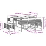 vidaXL Vrtna jedilna garnitura 11-delna z blazinami sv. siv PE ratan | Shoptok.si