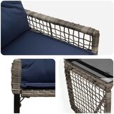  Set vanjskog namještaja s jastukom 3 pcs Siva i mornarsko plava | shoptok.hr