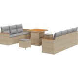  Set vrtne sofe (10 komada) s jastucima Bež Poli ratan Akacija | shoptok.hr