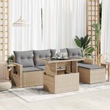 Maison Chic Seti vrtnega pohištva - Vrtna garnitura - Vrtni pohištvo set 6-delna z blazinami bež poli ratan, (21813214) | Shoptok.si