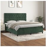 vidaXL Box spring postelja z vzmetnico temno zelena 160x200 Cene