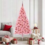 vidaXL Umjetna preddekorirana božićna jelka Roza 180 cm PVC | Shoptok.si