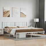 Maison Chic Kovinski Posteljni okvir - Dvoposteljna postelja - Zakonska postelja z vzglavjem bel 193x203 cm, (21693400) | Shoptok.si