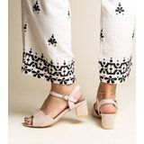Gemre Beige low block heel sandals Frederica | shoptok.hr