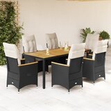 vidaXL 7-dijelni vrtni blagovaonski set s jastucima crni od poliratana | shoptok.hr