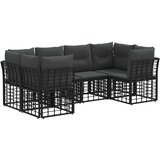  Set vanjskih sofa s jastukom 6 pcs Crna Poliester | shoptok.hr