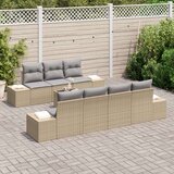 8 Dijelni Vrtni Sofe Set s Jastucima Bež Poli Ratan | shoptok.hr