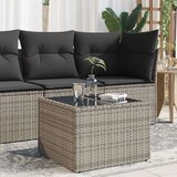 vidaXL Vrtna miza s stekleno mizno ploščo siva 55x55x37 cm poli ratan | Shoptok.si