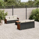  7-dijelni set vrtnih sofa od poliratana s jastucima crni | shoptok.hr