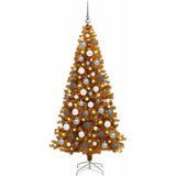 vidaXL Umjetne božićne jelke S LED lampica Zlatno 180 cm PET | shoptok.hr