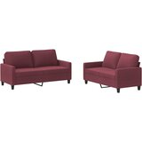  2-dijelni set sofa s jastucima crvena boja vina od tkanine Slike