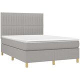  Box spring postelja z vzmetnico svetlo siva 140x200 cm blago, (20930240) | Shoptok.si