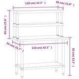 vidaXL Kuhinjska delovna miza s polico 110x55x150 cm nerjaveče jeklo | Shoptok.si