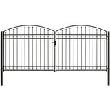  Dvojna vrata za ograjo zaobljena jeklo 400x200 cm črna | Shoptok.si