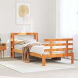 Maison Chic Posteljni okvir - Enojna postelja - Postelja za odrasle z vzglavjem voščeno rjava 100x200 cm borovina, (21695014) | Shoptok.si