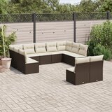 Maison Chic Seti vrtnega pohištva - Vrtna garnitura - Vrtni pohištvo set 11-delna z blazinami rjava poli ratan, (21816736) | Shoptok.si