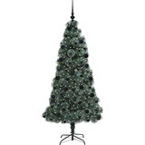 vidaXL Umretna praznična jelka z žogicami z stojalom Zelena 210 cm PET | Shoptok.si