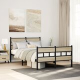 Maison Chic Kovinski Posteljni okvir - Dvoposteljna postelja - Zakonska postelja brez vzmetnice sonoma hrast 120x200 cm, (21694607) | Shoptok.si