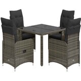  5-dijelni vrtni bistro set od poliratana s jastucima sivi Siva 90 x 90 x 75 cm | Shoptok.si