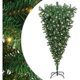 vidaXL Obrnuta umjetna božićna jelka s kuglicama Zelena 180 cm PVC | shoptok.hr
