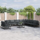 vidaXL Sjedeća garnitura za vrt 11 pcs Crna 70 x 70 x 32 cm Aluminij | shoptok.hr
