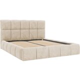 MID.YOU OBLAZINJENA POSTELJA 160 cm x 200 cm , les, tekstil, leseni material peščene barve | Shoptok.si