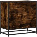 vidaXL Nočna omarica dimljeni hrast 60x31x60 cm inž. les in kovina | Shoptok.si
