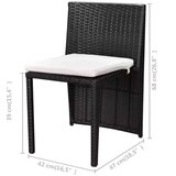  3-Dijelni bistro set od poliratana s jastucima crni | shoptok.hr