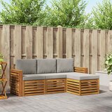  Set vanjskih sofa 4 kom. Prirodna i svijetlo siva Bijela 197,5 x 122,5 x 73 cm | shoptok.hr