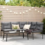 vidaXL Set vrtnih sofa s jastucima crni od čelika i tekstilena Cijene
