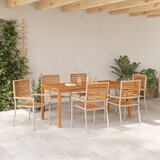  Vrtni set za objed 7 pcs Bež Čvrsto drvo akacije | Eponuda.com